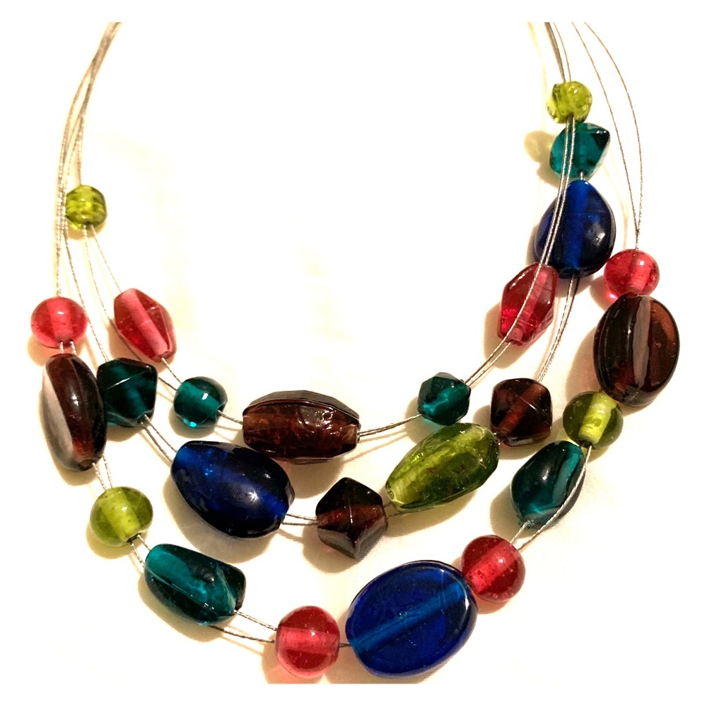 Multi color glass bead necklace
